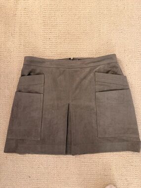 BCBGMaxAzria Olive Green Suede Pocket Mini Skirt medium